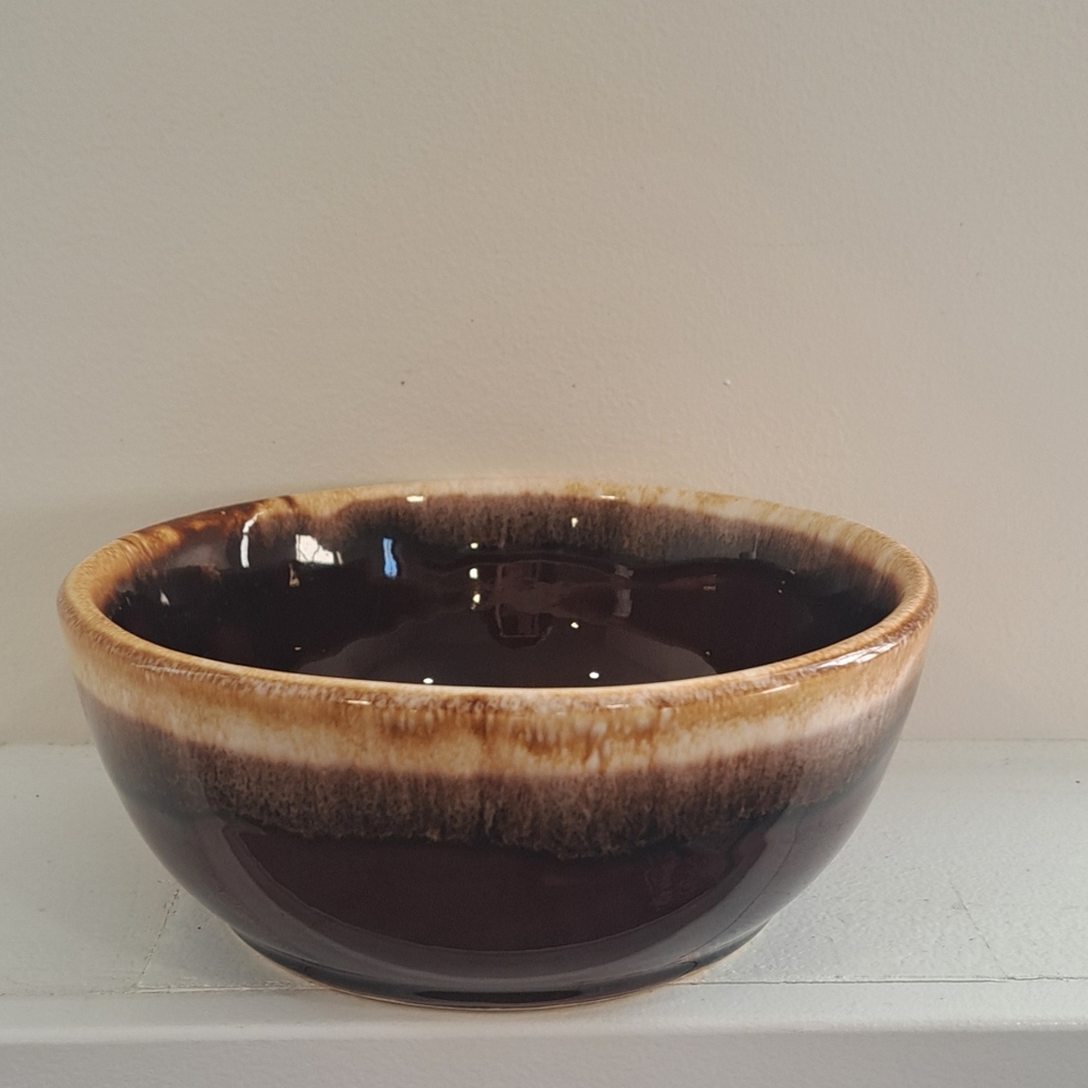 Vintage McCoy Pottery  Brown Drip Glaze Grandpacore Boho Ceramic Bowl, No. 7026